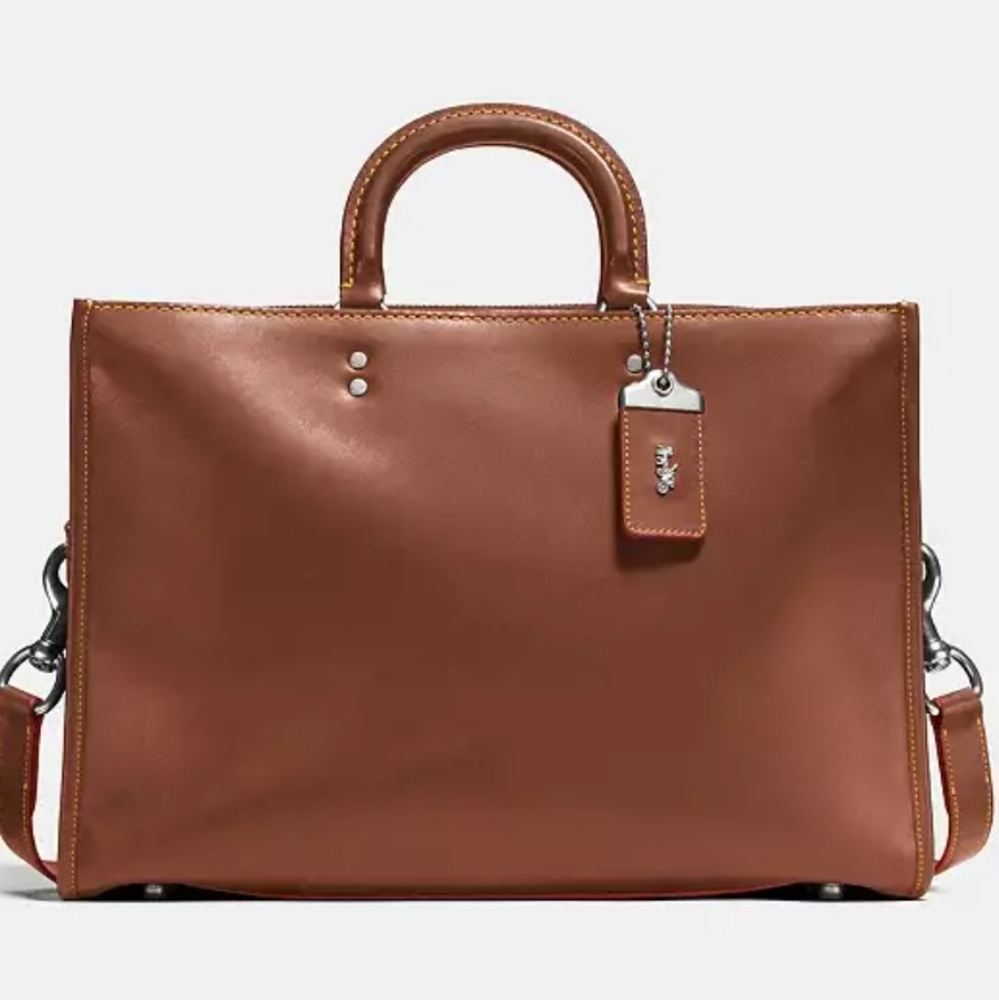 COACH 1941 Rogue Brief Briefcase in Dark Sienna Natural Glovetanned Leather NWT - Picture 2 of 11